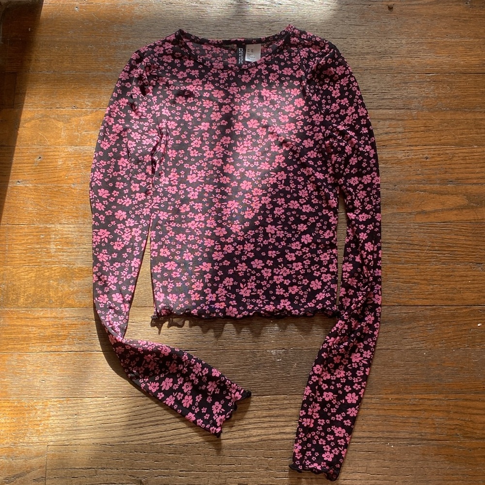 H&M Sheer Pink Floral Top